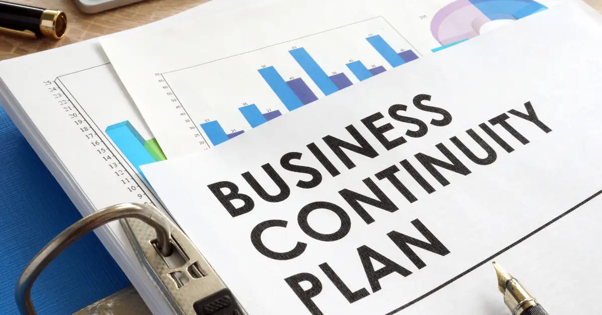 Binder displaying Business Continuity Plan