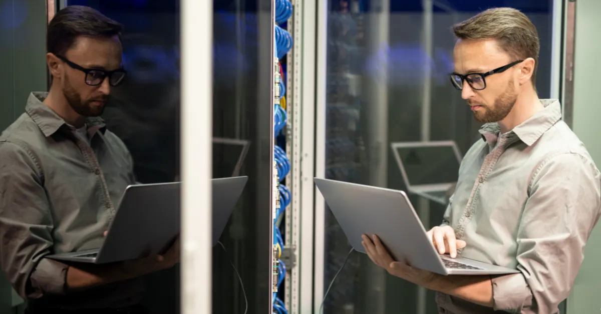 Man working with laptop