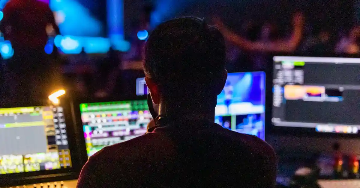 Person looking at their computer setup